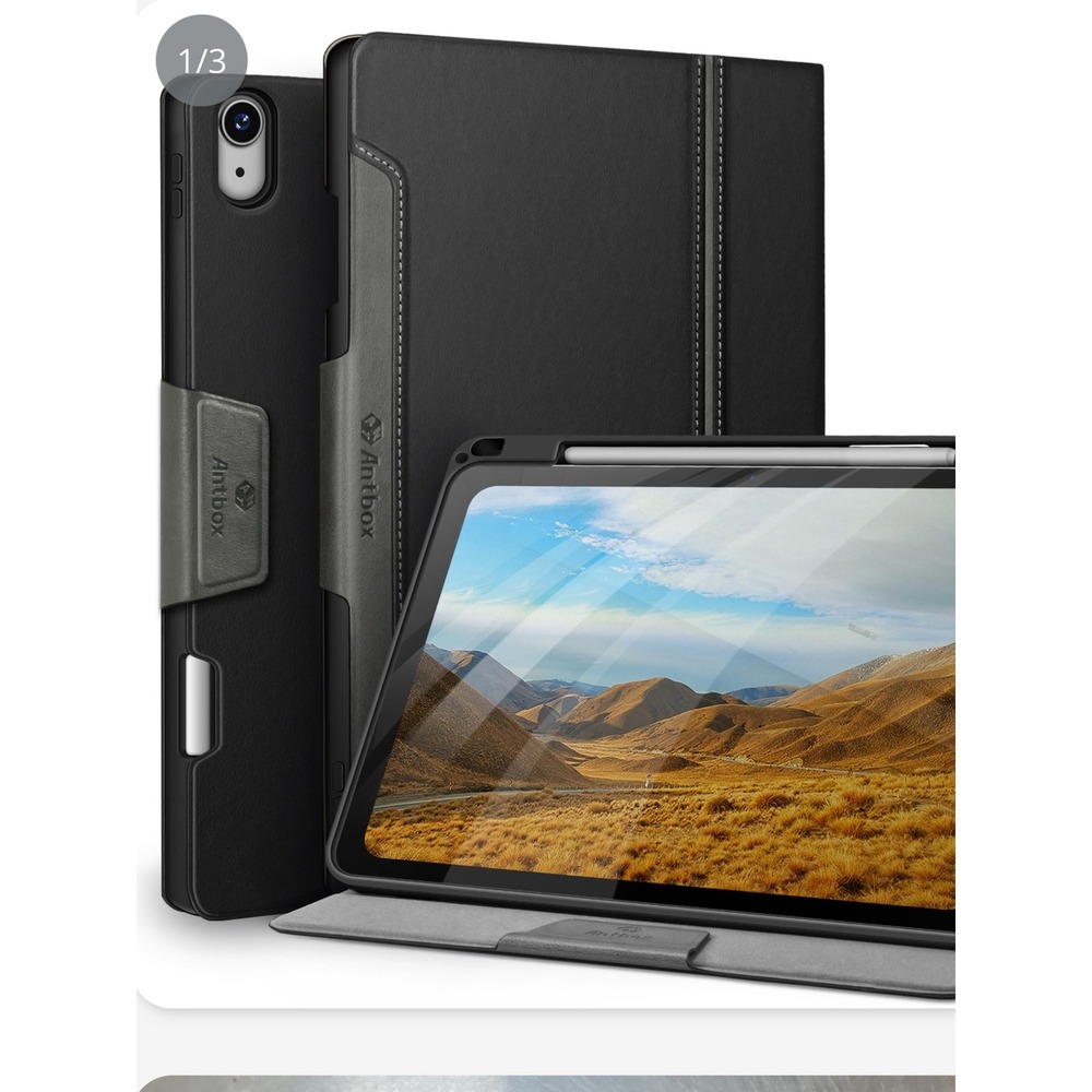 Antbox Black leather Case iPad Air 13 Inch M3 M2 Pencil Holder Auto Sleep Wake‎